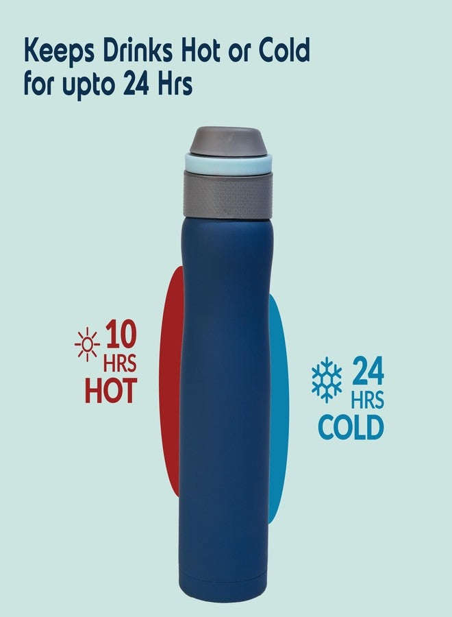 Headway by rabitat Oslo Thermos Water Bottle with Infuser Meridian Blue 750 ml | 2 Years Brand Warranty | Triple Layer Vacuum Insulated Flask | Hot and Cold Steel Water Bottle | ISI Certified - Image 4
